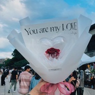 波波球花束 愛心型酒紅款