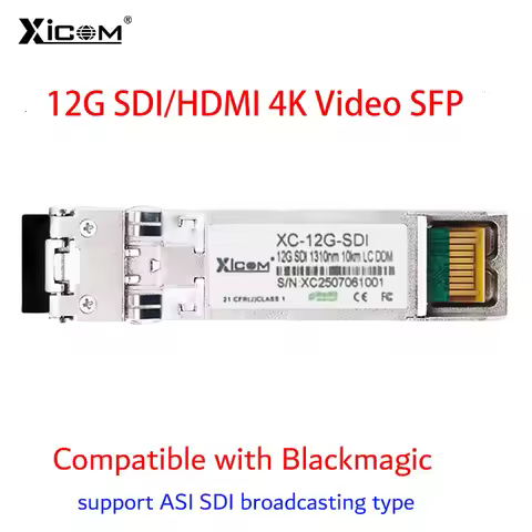 Xicom SFP+ Fiber Module 12G SDI/HDMI 4K Video SFP Switch Transceiver Support ASl Broadcasting Type C
