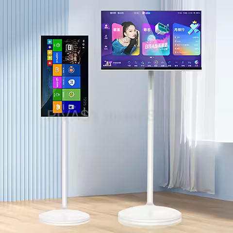 Touch Screen 32 Inch Android Smart TV Stand 10000mAH High-Battery 8+128G 4K UHD Device Rotatable Mov