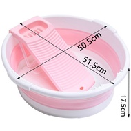 Large Size Foldable Laundry Tub with Washboard for Dormitory, Baby, Student, Home Use, Thickened for