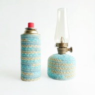 編織藍黃混色瓦斯罐保護套 (登山/露營) 高山氣罐 卡式氣罐