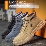 Men Safety Boots Construction Site Shoes Anti-Slip Safety Shoes Wear-Resistant Welding Boots Mid-Top