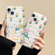 Casing for Samsung A32 4G SamsungA32 Samaung Galaxy A32 Samsumg Case HP Softcase Cute Casing Phone Cesing Cassing Soft Puppy Hugging A Flower for Aesthetic Sofcase Cash Case