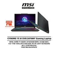 MSI CYBORG 15 AI Gaming Laptop A13VE-2476MY (I7-13620H/16GB/512GB /15.6FHD 144HZ/NVIDIA RTX4050 6GB/