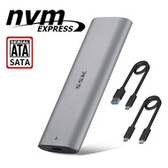 SSK Aluminum Dual Protocol M.2 NVME SATA SSD Enclosure Adapter USB3.2 Gen2 to NVME SATA SSD Enclosur