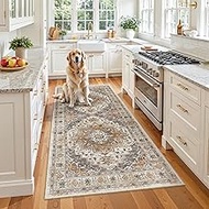 Madane Hallway Runner Rug 3x6 - Washable Kitchen Rugs Entryway Rug Runner Vintage Soft Floor Mat Non
