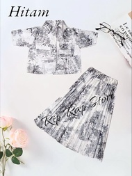 One set rok plisket Fuji anak viral baju crop top