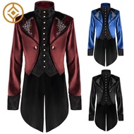 Men Victorian Medieval Coat Punk Tuxedo Halloween Cosplay Costume Tailcoat Gothic Steampunk Trench F