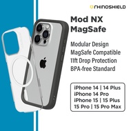 RhinoShield Mod NX MagSafe iPhone 15/15 Plus/15 Pro/15 Pro Max/14/14 Plus/14 Pro/14 Pro Max Modular Case 11ft Drop Protection Casing With Transparent Backplate Cover