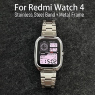 Full Metal Stainless Steel Metal Band for Redmi Watch 4 Watchband Casio G-SHOCK Style Stainless Steel Strap + Metal Frame for Xiaomi Band 8 Pro Replacement Band Accessories