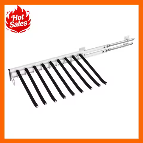 Bymaocar Pants Hangers Single Row Black Left Side Mount 9 Rods Pull Out Slide Rack 30.86-35.27Lbs Ca