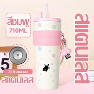 แก้วเก็บความเย็น  แก้วเยติ 316Lเคลือบเซรามิก หลอดดูดและจี้สุดน่ารัก 24hเก็บความเย็น สุดคุ้ม-260