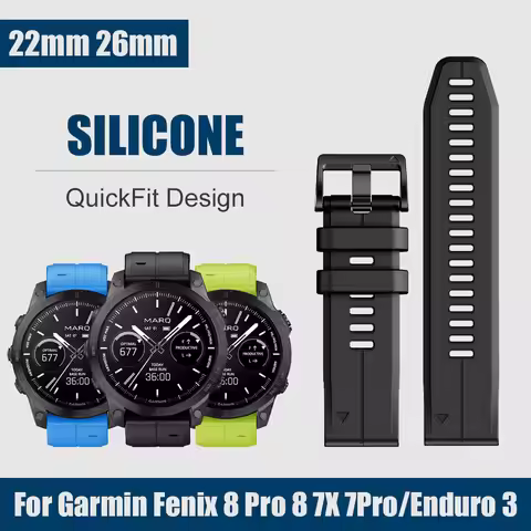 Silicone Watch Strap 22mm 26mm For Garmin Fenix 8 Pro 8 7X 7Pro/Instinct 2X/Tactix 8 7/Enduro 3 2 Re