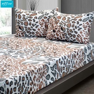 [100% Cotton ]Essina Leopard Pictorial 620TC  Modern Fitted Bed Sheet Cadar  [ Super King / King / Q