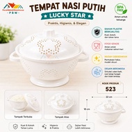 Tempat Nasi Tutup Putih Lucky Star 523 / Ceting Nasi Plastik