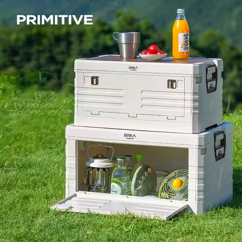 PRIMITIVE Camping Box 60L Large Capacity Folding Storage Box 35L 50L Home Bedside Table Outdoor Trav