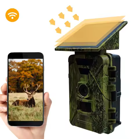 Solar Trail Camera 8K 60MP WiFi Wildlife Hunting Camera IP66 Waterproof Outdoor Night Vision Game Ca