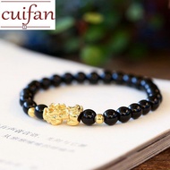 Gold 916 Original Pixiu Bracelet Six-character Motto Obsidian Stone Bracelet Mens Birthday Gift