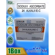 1 BOX 24 ALKALINE C SODIUM ASCORBATE 100 CAPSULES AUTHENTIC