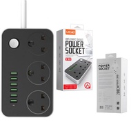 LDNIO SK3662 Power Socket with UK 3 Pin + 6 USB Fast Charger 250V/2500W/10A Extension Charge Plug