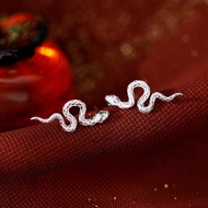 hikaw Italy silver 925 original Italian green eyed zircon snake earrings for women hypoallergenic no