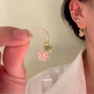 Ouswa Earrings Love Is Brewing Micro Powder Fruit A Little Transparent Plated 14k Gold Ear Hook Hand