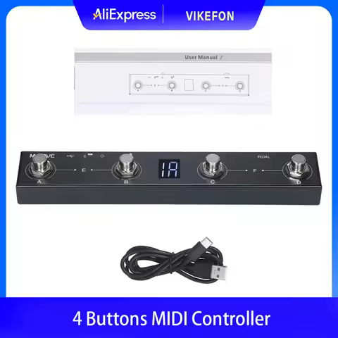 M-VAVE Chocolate MIDI Controller BT Rechargeable 4 Buttons MIDI Controller Pedal APP Control with Wi
