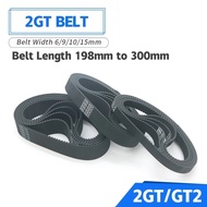 2GT Belt Width 6/10/15mm GT2 Timing Belt Closed Loop Rubber Perimeter 198mm~300mm