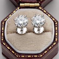 Uenjoyment Real 0.5/1 Carat D Color Moissanite Diamond Stud Earrings for Women 100% 925 Sterling Sil