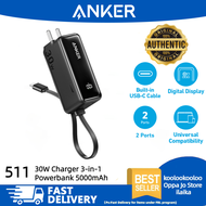 Anker 511 30W Charger 3-in-1 Powerbank And Dual USB Wall Charger 5000mAh Batttery Fast Charging Foldable Plug Supply For iPhone, iPad, Android, Samsung Galaxy and More