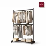 180cm Extra Large Heavy Duty Clothes Rack | Double Layer Steel Pipe Garment Hanger with Shelf | Ward