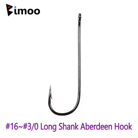 Bimoo 100pcs/pack Long Shank Aberdeen Fish Hook Saltwater Fresh Water Fishing Hooks Sabiki Rig DIY J