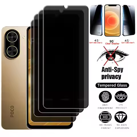 1-2-3-4Pcs For Poco C71 Glass Xiaomi Poco C71 Tempered Glass 9H HD Privacy Anti-Spy Cover Glue Phone