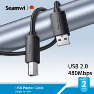 Seamwi USB Printer Cable USB Type B Male to A Male USB 2.0 Cable for Canon Epson HP Label Printer DAC 1M 1.5M 2M 3M 5M