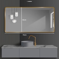 Aluminum alloy rounded corner bathroom mirror black gold frame wall mounted bathroom mirror wall mou