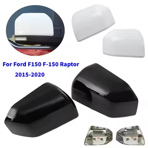 PAIR For Ford F150 F-150 Raptor 2015-2020 Rearview Side Mirror Cover Wing Cap Exterior Door Trim Car