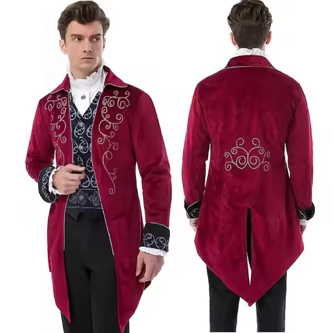 w;3'c\6,b'Men's Steampunk Vintage Tailcoat Jacket Gothic Victorian Frock Coat Uniform Halloween Cosp