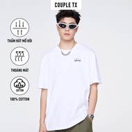 Áo Thun Nam COUPLE TX - Áo Phông 100% Cotton Cổ Tròn Tay Ngắn Form Rộng Hình In Typographic 8675 Hop
