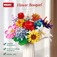 Mini Building Blocks Flowers Bouquet Building Set, 12 Artificial Flowers 1064 PCS Bricks Blocks Toy 