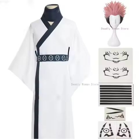 Anime Jujutsu Kaisen Ryomen Sukuna Cosplay Costume Wig Japanese Kimono Carnival Uniform Hanfu Men Wo