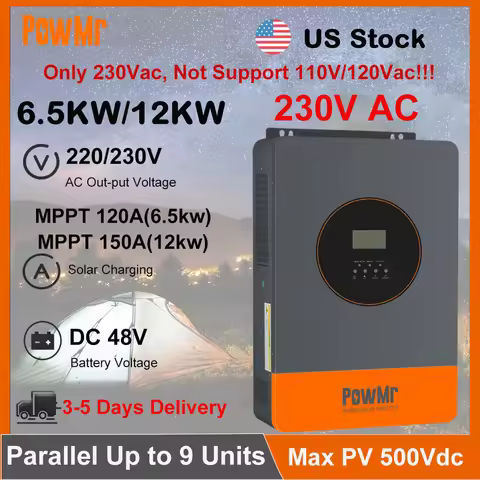 US Stock 6.5KW 12KW Solar Home Inverter DC 48V to 230V AC 120A/150A MPPT Solar Charger Off-Grid Inve