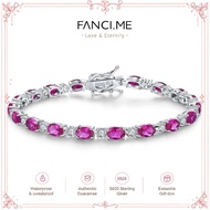 FANCIME "Glamour Radiance" October Birthstone Fancy Cut Tennis Tourmaline Sterling Silver Bracelet