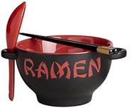World Market Japanese Ceramic Ramen Bowl Set - 4 Piece Red Dragon Noodle Bowl with Soup Spoon and Chopstick - Soup Bowls for Noodle Soup, Ramen, Udon, Miso, Thai, Curry, Soba, Pho Soup - 17 Ounce