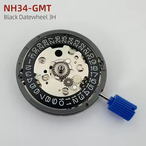 GMT NH34 Automatic Mechanical Movement Black 3H Datewheel High Accuracy 24 Jewels NH34A 4R34 24H Han
