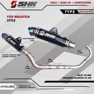 Premium grade A Malaysian style racingknalpot by SHK mx king, mx new, mx old inlet 50/51