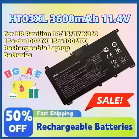 In Stock New HT03XL 3600mAh 11.4V Battery for HP Pavilion 14/15/17 X360 15s-du1008TX 15cs1006TX Rech