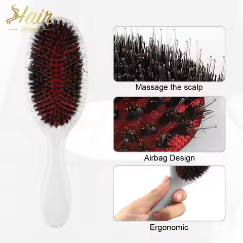 Hair Want Hair Extension Brush Boar Bristle Nylon Paddle Hair Brush Anti Static Cushion Brush Smooth