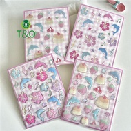 [T&O-t] 1 Sheet Phone Case Water Cup Strawberry Decorative Decals Aesthetic 3D Chinese Hibiscus Dolp