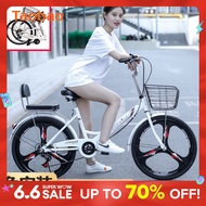 Foldable Bicycle Inflatable-Free Solid Men's and Women's Ultra-Light Portable 22-Inch 24-Speed Adult Student Work Bicycle