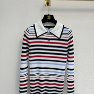 BNC7 C'''Female Embroidered Striped Knit Long Sleeve
